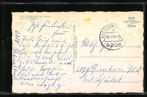 AK Bad Schwalbach / Taunus, Hotel Quellenhof