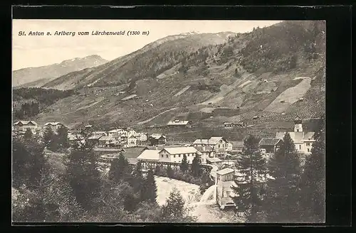 AK St. Anton am Arlberg, Totale vom Lärchenwald aus gesehen