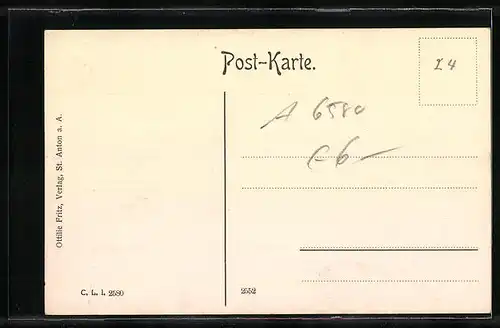 AK St. Anton am Arlberg, Totale vom Lärchenwald aus gesehen