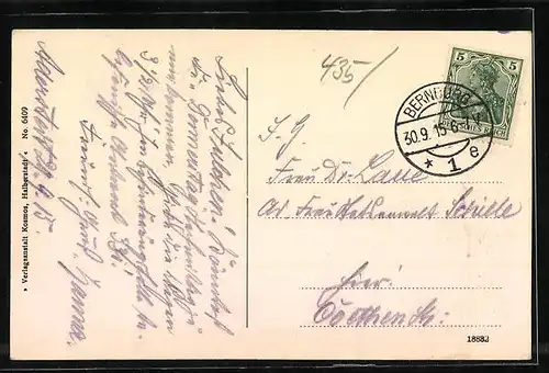 AK Bernburg, Schloss mit Saale mit Booten