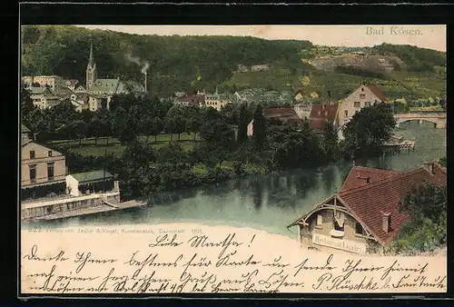AK Bad Kösen, Uferpartie mit Restaurant Loreley