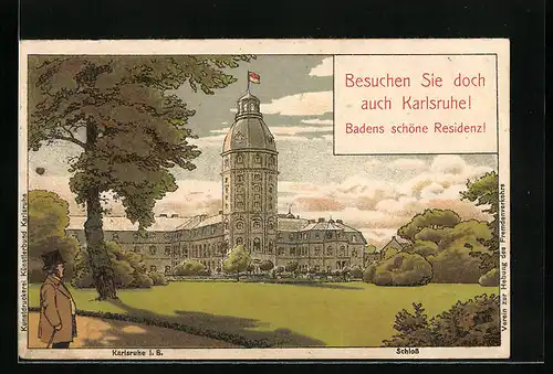 Künstler-AK Karlsruhe i. B., Schloss
