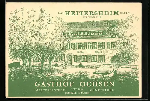 Künstler-AK Heitersheim, Gasthof Ochsen