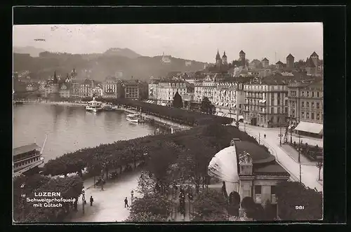 AK Luzern, Schweizerhofquai mit Gùtsch