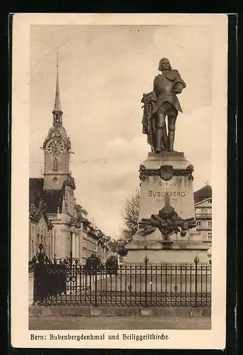 AK Bern, Bubenbergdenkmal und Heiliggeistkirche