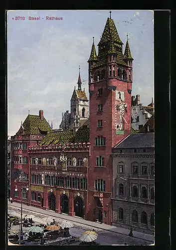 AK Basel, Vorderansicht vom Rathaus