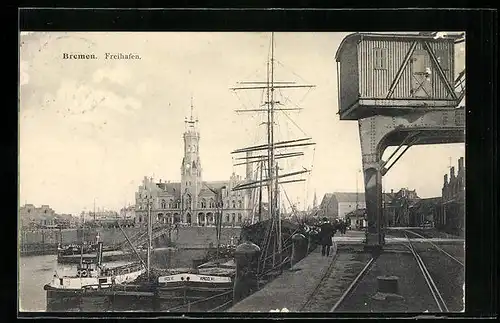 AK Bremen, Blick zum Freihafen