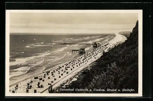 AK Ueckeritz a. Usedom, Strand und Steilufer