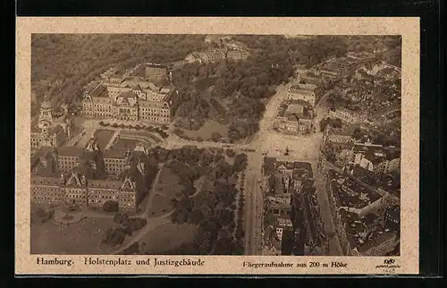 AK Hamburg-Neustadt, Holstenplatz und Justizgebäude vom Flugzeug aus
