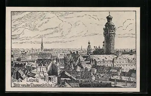 Künstler-AK Leipzig, Blick von der Thomaskirche