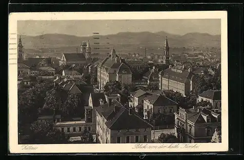 AK Zittau, Blick von der kath. Kirche über die Stadt