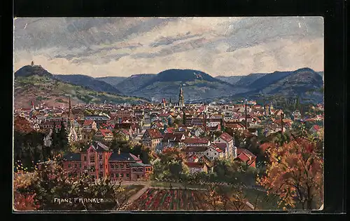 Künstler-AK Reutlingen, Totalansicht