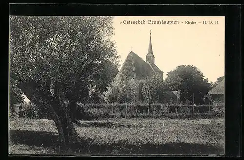 AK Brunshaupten i. M., Blick zur Kirche