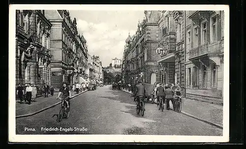 AK Pirna, Blick in die Friedrich-Engels-Strasse