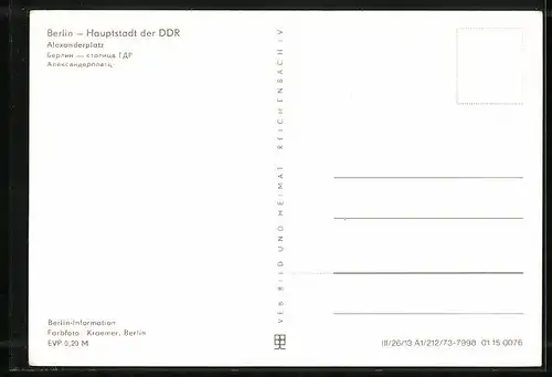 AK Berlin, Alexanderplatz mit Alex Grill Cafeteria und Brunnen