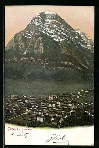 AK Glarus, Teilansicht mit Glärnisch