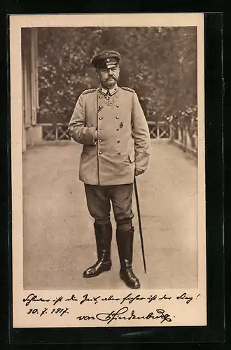 AK Paul von Hindenburg als General-Feldmarschall und Chef des Generalstabes des Feldheeres 1917