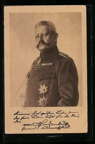 AK Paul von Hindenburg in Uniform mit Orden
