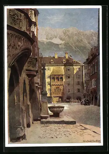 Künstler-AK Edo v. Handel-Mazzetti: Innsbruck, Das Goldene Dachl
