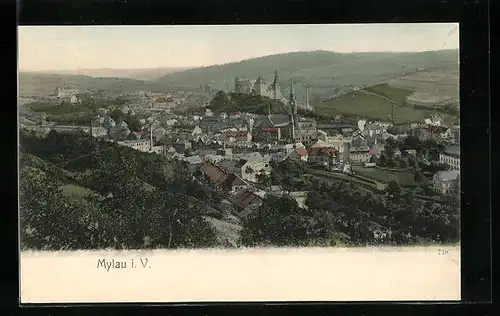 AK Mylau im Vogtland, Totalansicht aus der Vogelschau