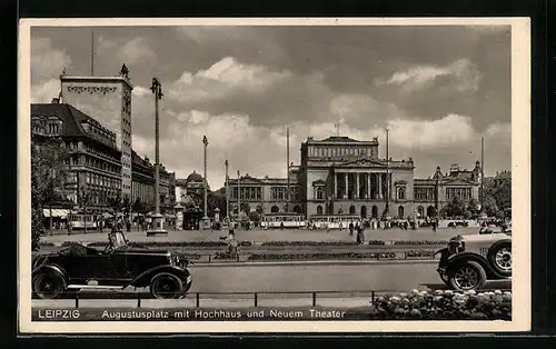 AK Leipzig, Augustusplatz mit Hochhaus und Neuem Theater