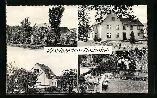 AK Mörsdorf-Kastellaun, Vier Ansichten von Waldpension und Gasthaus Lindenhof