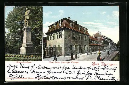 AK Bad Kissingen, Obere Saline, Bismarcks Wohnung, Bismarckdenkmal