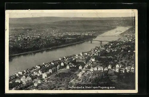 AK Pfaffendorf am Rhein, Totalansicht vom Flugzeug aus