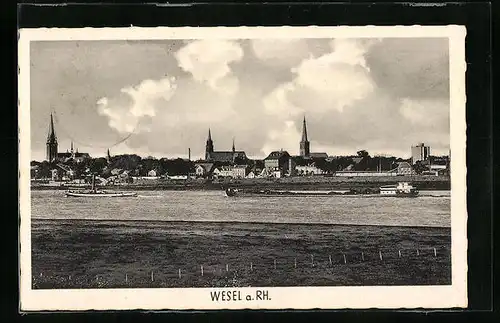 AK Wesel am Rhein, Ortsansicht aus der Ferne