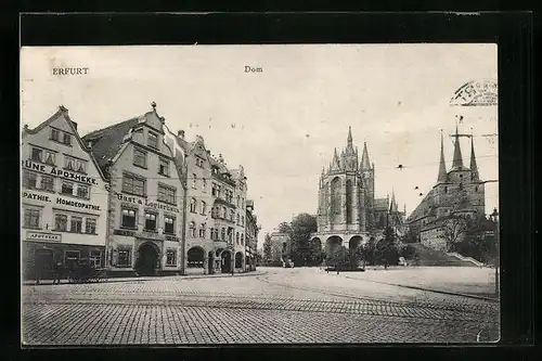 AK Erfurt, Blick zum Dom mit Apotheke