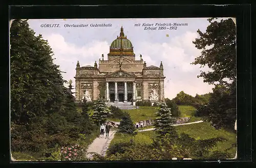 AK Görlitz, Oberlausitzer Gedenkhalle mit Kaiser Friedrich-Museum
