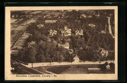 AK Coswig i. Sa., Heilstätte Lindenhof aus der Vogelschau