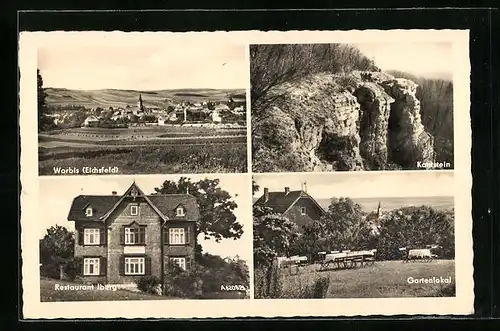 AK Worbis (Eichsfeld), Ortsansicht, Kantstein, Restaurant Iberg mit Gartenlokal