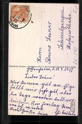 Künstler-AK Emil Beithan: Mädchen mit Puppe weint beim Abschied