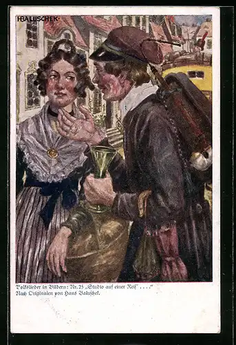 Künstler-AK Hans Baluschek: Volkslieder in Bildern - Studio auf einer Reis ..