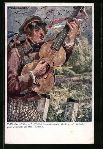 Künstler-AK Hans Baluschek: Volkslieder in Bildern - Bei den angenehmsten Wetter ..
