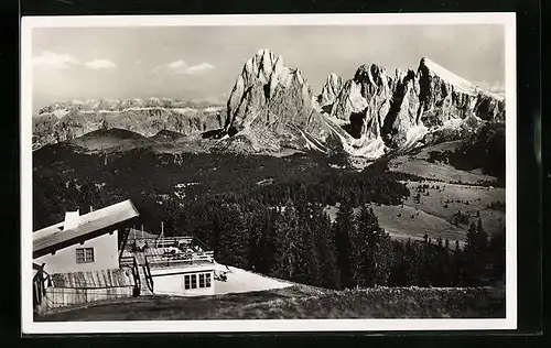 AK Ortisei-Alpe di Siusi, Stazione a monte col Gruppo del Sella e Sassolungo