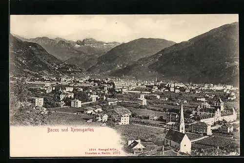 AK Bozen, Totalansicht mit dem Rosengarten