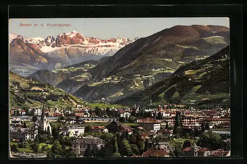 AK Bozen, Totalansicht mit dem Rosengarten