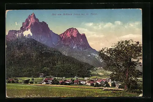 AK Seis am Schlern, Ortsansicht aus der Vogelschau
