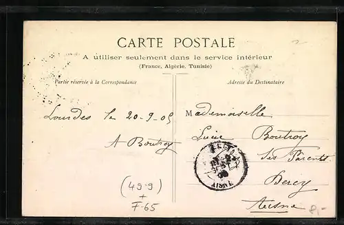 AK Lourdes, Vue de la Gare supèrieure du Funiculaire du Grand Jer, Bergbahn