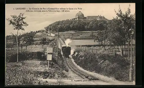 AK Langres, Le Chemin de Fer à Crèmaillère reliant la Gare à la Ville, Bergbahn