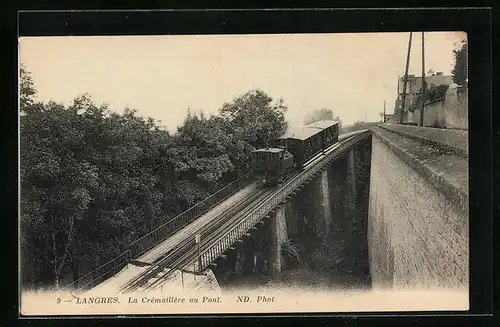 AK Langres, La Crèmaillère au Pont, Bergbahn