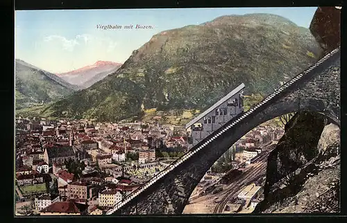AK Bozen, Gesamtansicht mit Virglbahn