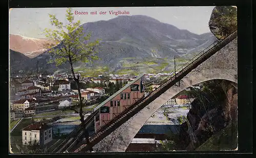AK Bozen, Gesamtansicht mit der Virglbahn