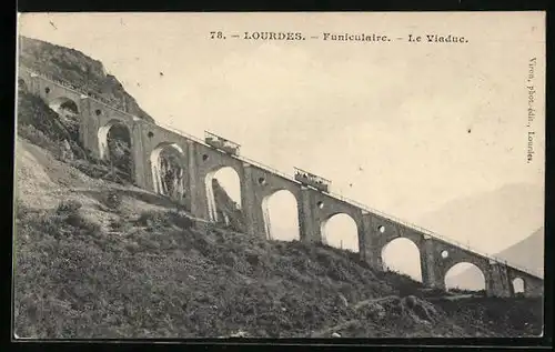 AK Lourdes, Funiculaire - Le Viaduc, Bergbahn