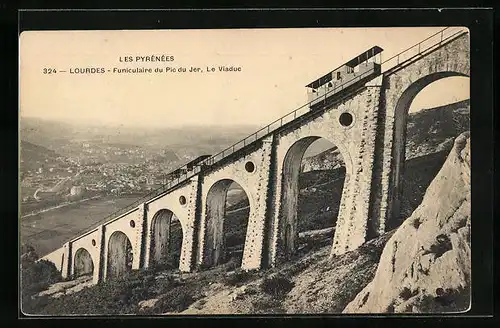 AK Lourdes, Funiculaire du Pic du Jer - Le Viaduc