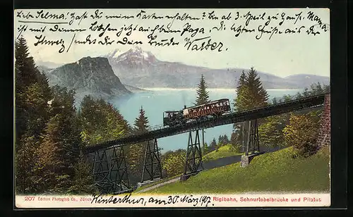 AK Rigibahn, Schnurtobelbrücke und Pilatus