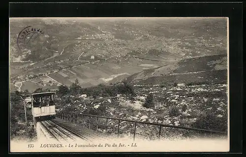 AK Lourdes, Le Funiculaire du Pic du Jer, Bergbahn