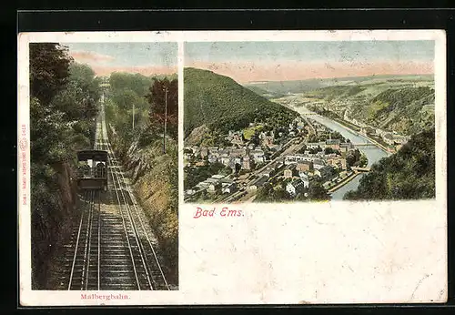 AK Bad Ems, Gesamtansicht und Bergbahn
